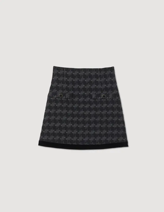 Sandro Houndstooth tweed short skirt. 2