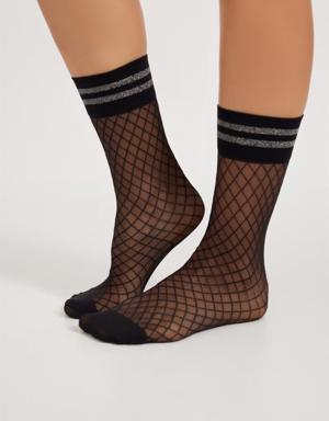 Dizaltı Opak File Kadın Basic Çorap SİYAH - İnce & Opak Çorap