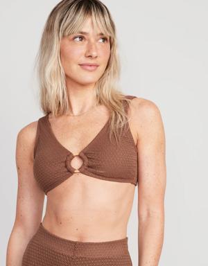 Crochet O-Ring Bikini Swim Top for Women beige