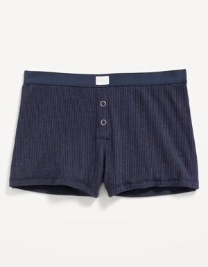 Mid-Rise Rib-Knit Boyshort Underwear for Women blue