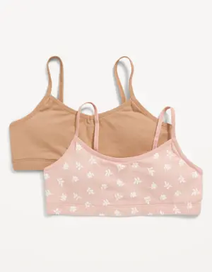 Jersey-Knit Cami Bra 2-Pack for Girls pink