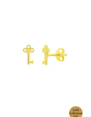 14 Ayar Sarı Altın Minimal Anahtar Küpe 14 Ayar Sarı Altın Minimal Anahtar Küpe GG05070074499