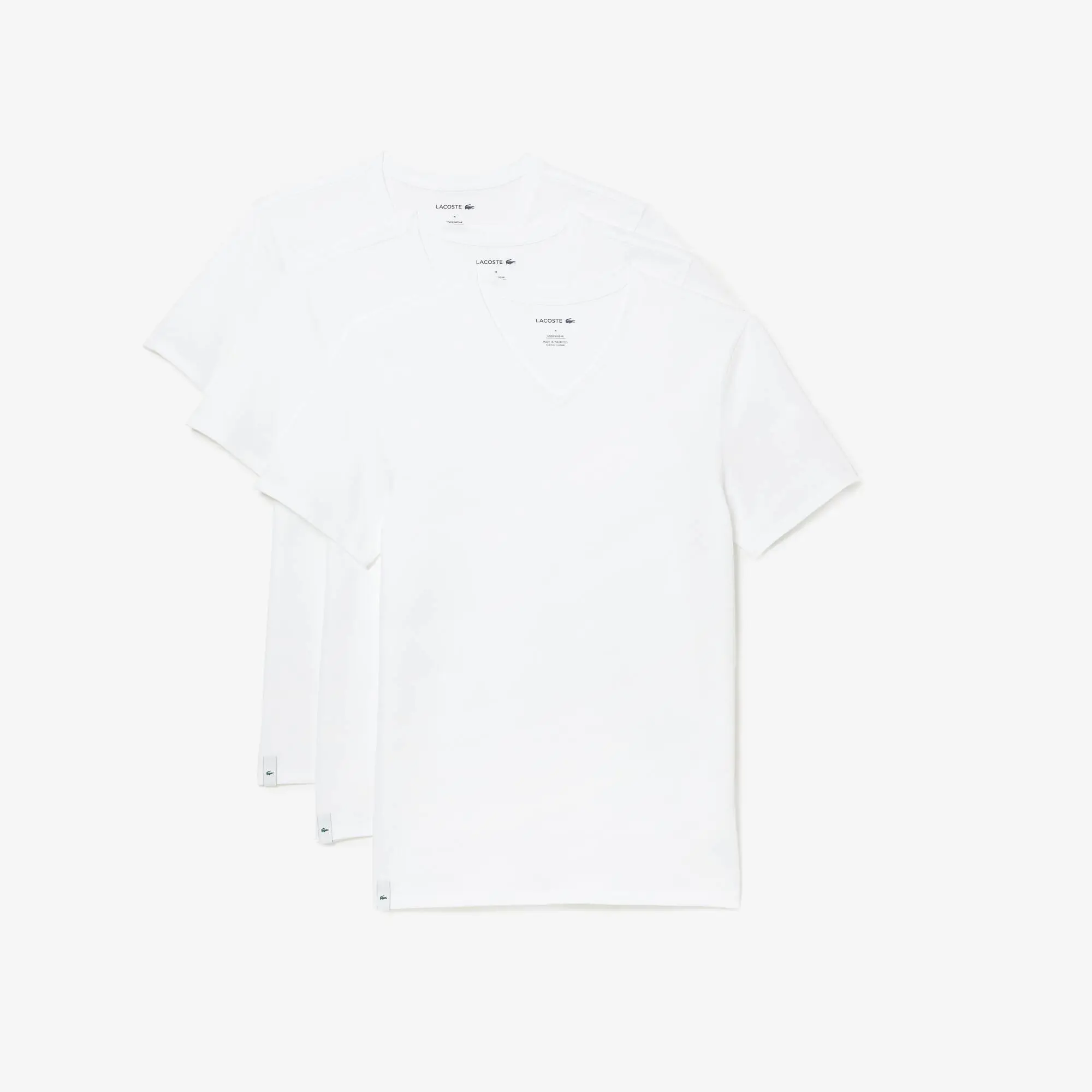 Lacoste Confezione da 3 T-shirt da uomo slim fit in cotone con scollo a v. 2