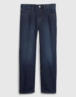 Kids Fleece-Lined Original Fit Jeans with Washwell blue