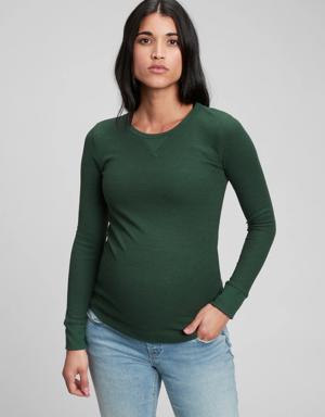 Gap Maternity Waffle Crewneck T-Shirt green