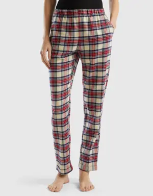 red and blue tartan trousers