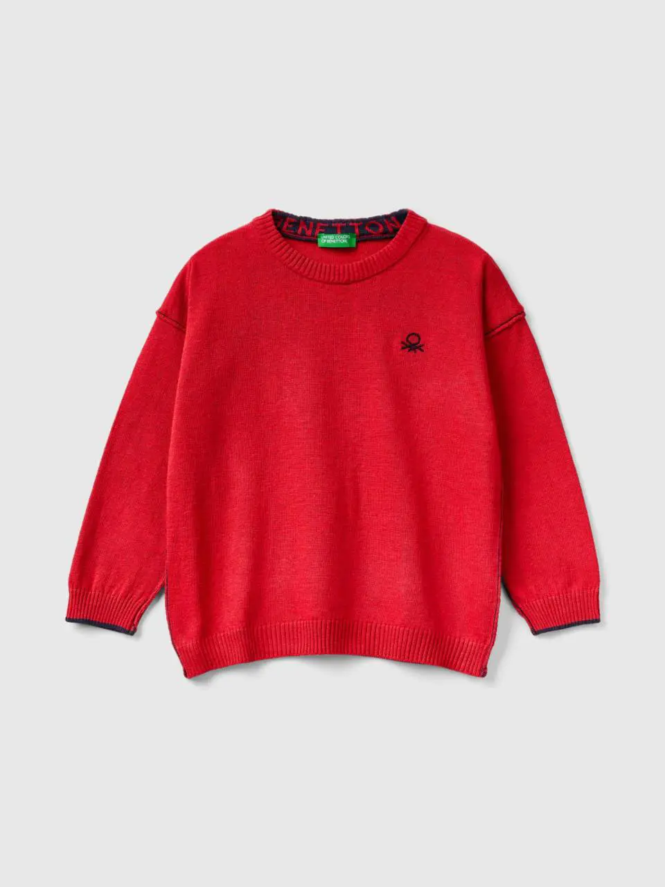 Benetton crew neck sweater with embroidery. 1