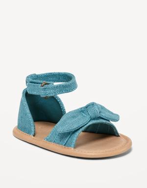 Linen-Style Bow-Tie Sandals for Baby blue