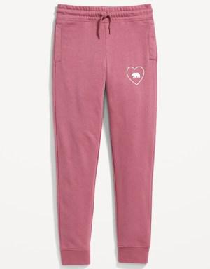 High-Waisted French Terry Logo Jogger Sweatpants for Girls pink