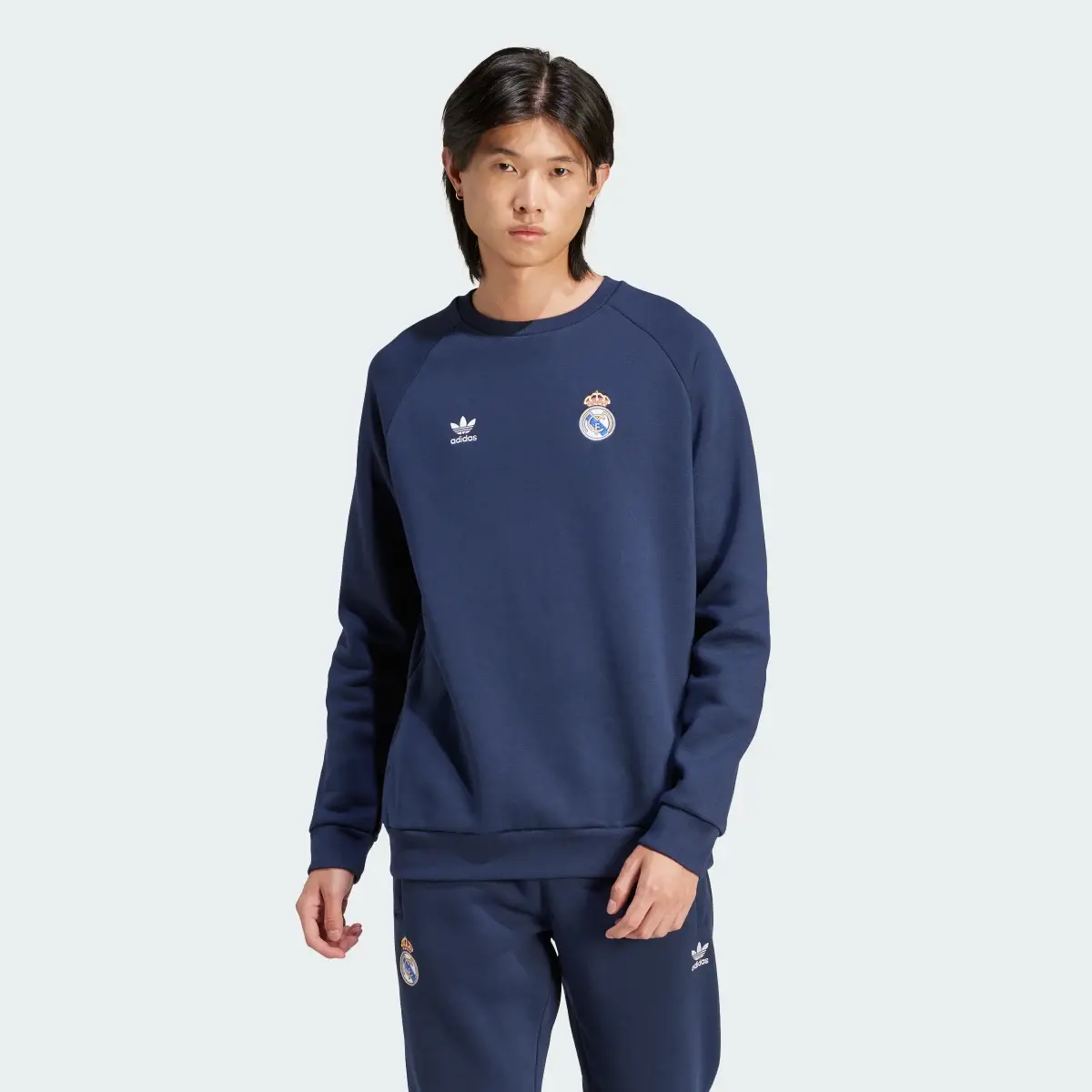 Adidas Real Madrid Essentials Trefoil Crew Sweatshirt. 2