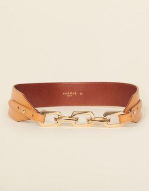 Leather belt with chain