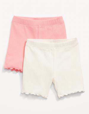 Rib-Knit Biker Shorts 2-Pack for Toddler Girls pink