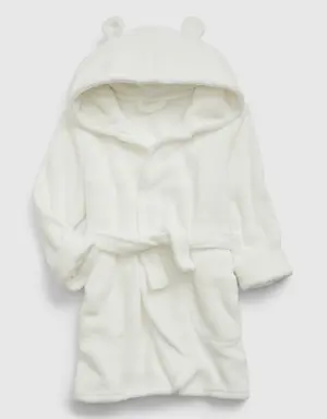 Toddler Recycled Fuzzy Robe white