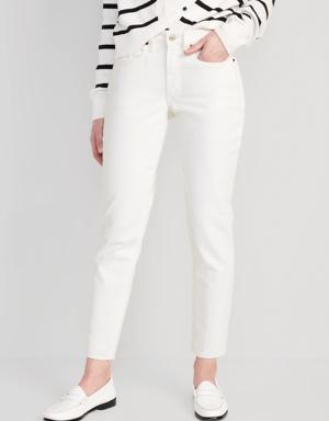 Curvy High-Waisted OG Straight White Cut-Off Ankle Jeans white