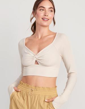UltraLite Cropped Twist-Front Shrug Top for Women beige