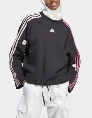 Adidas 3-Stripes Sweatshirt with Chenille Flower Patches