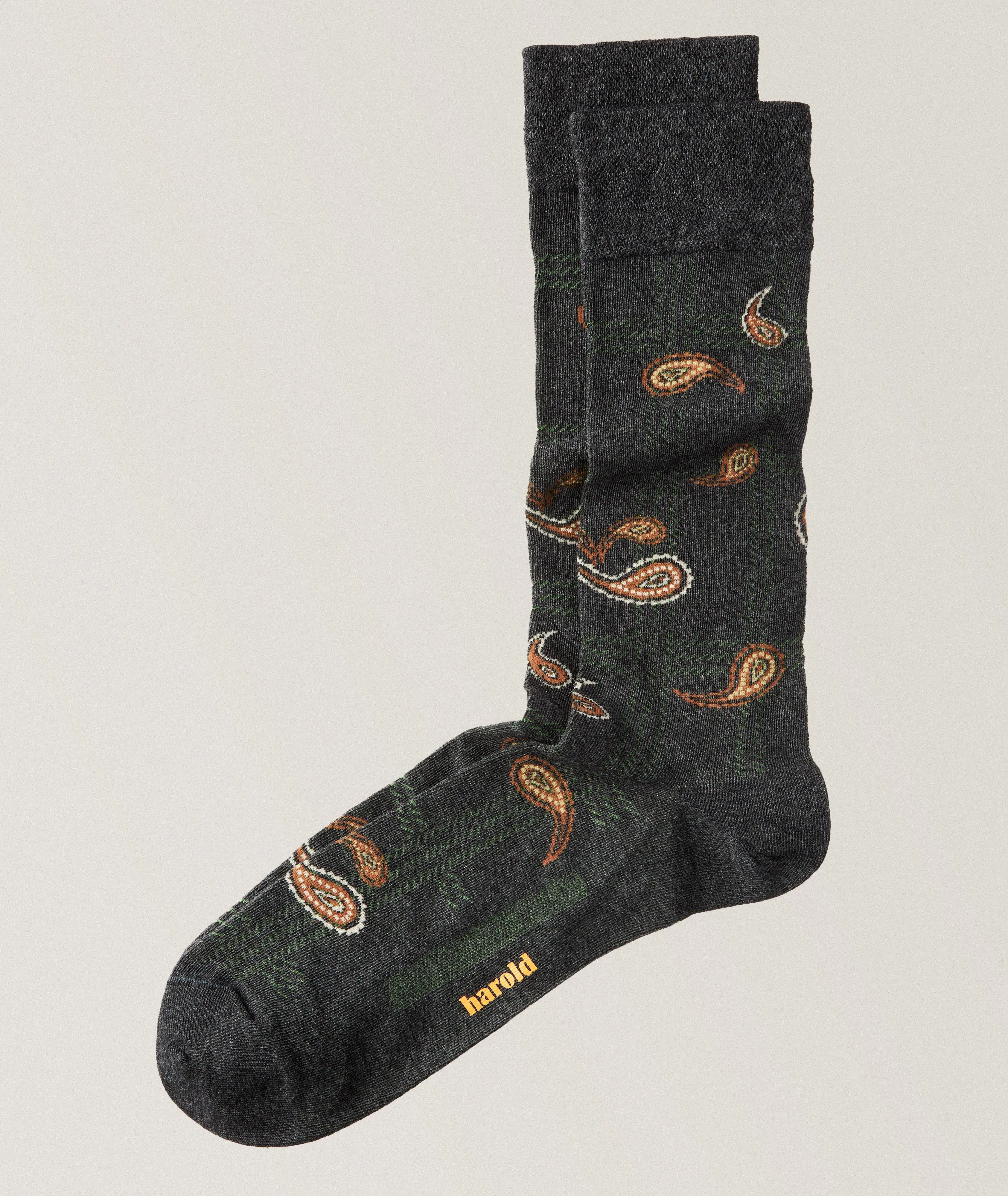 Harry Rosen Paisley Print Stretch-Cotton Socks. 1