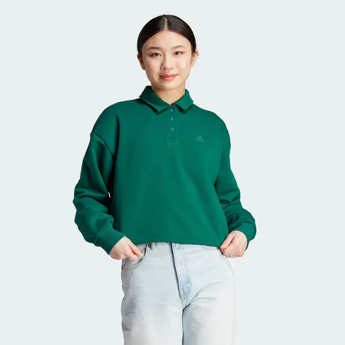 Adidas All SZN Fleece Graphic Polo Sweatshirt. 2