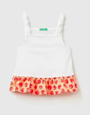 flounced top with fruit pattern