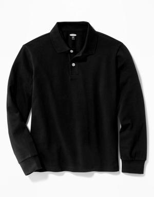 School Uniform Long-Sleeve Polo Shirt for Boys black