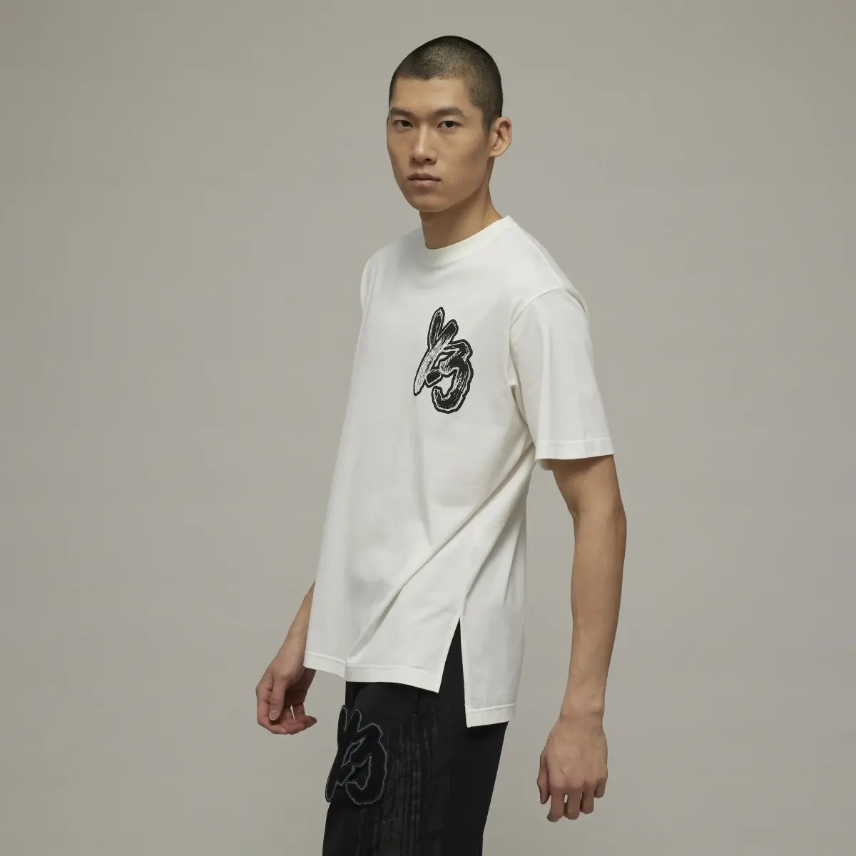 Adidas Y-3 Brushstroke Graphic Short Sleeve Tee. 3