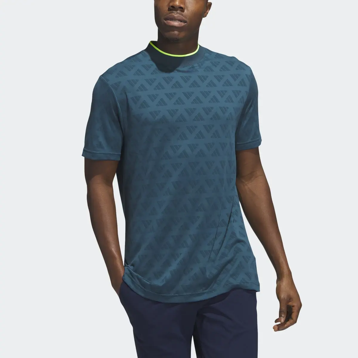 Adidas Adi Jacquard Mock Polo Shirt. 1