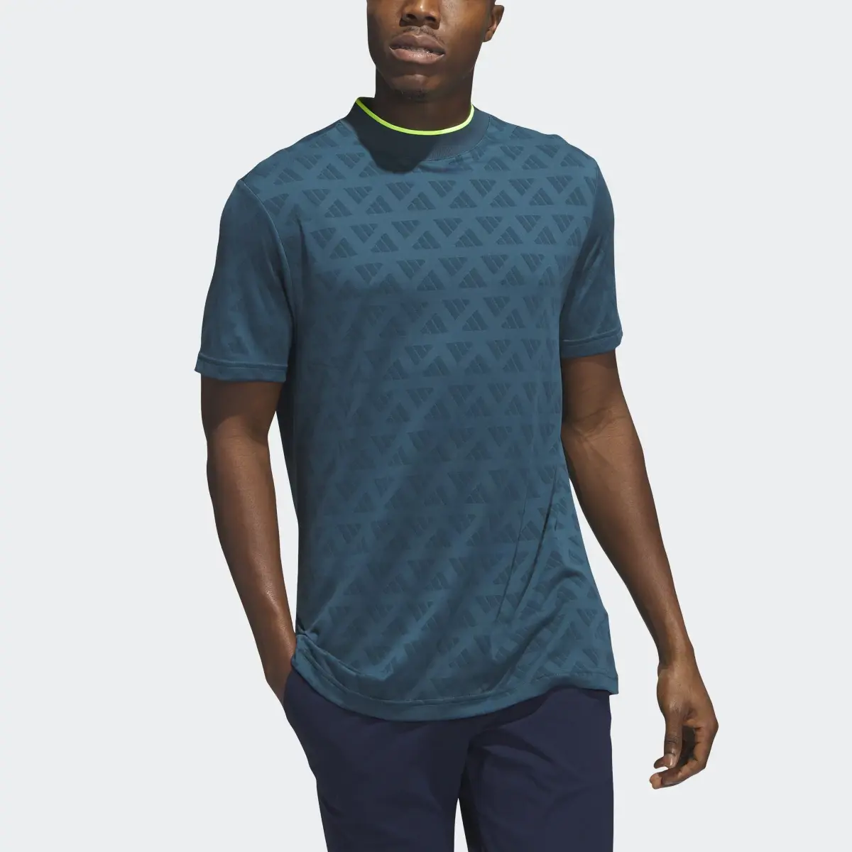 Adidas Adi Jacquard Mock Golf Polo Shirt. 1