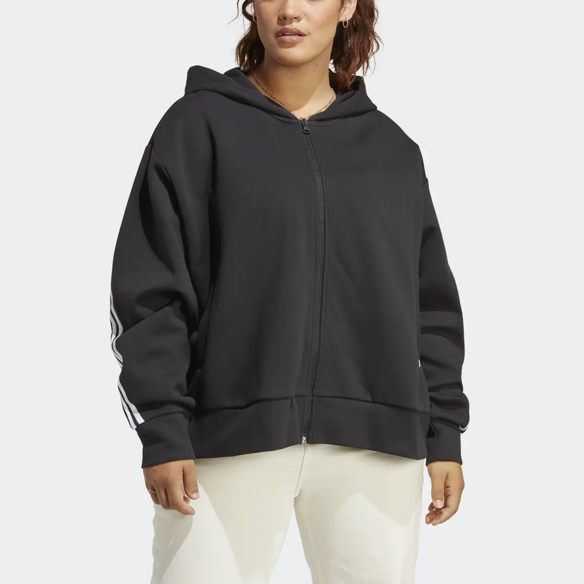 Adidas Future Icons 3-Stripes Full-Zip Hoodie (Plus Size). 1