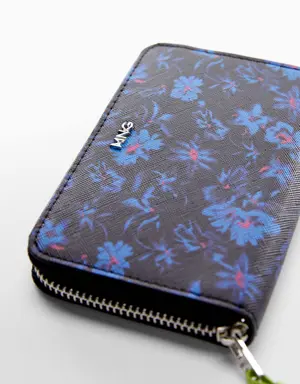 Floral saffiano-effect wallet