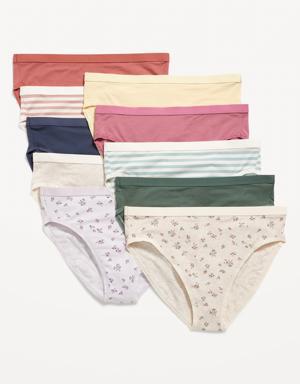 High-Waisted Supima® Cotton-Blend Bikini Underwear 10-Pack for Women multi
