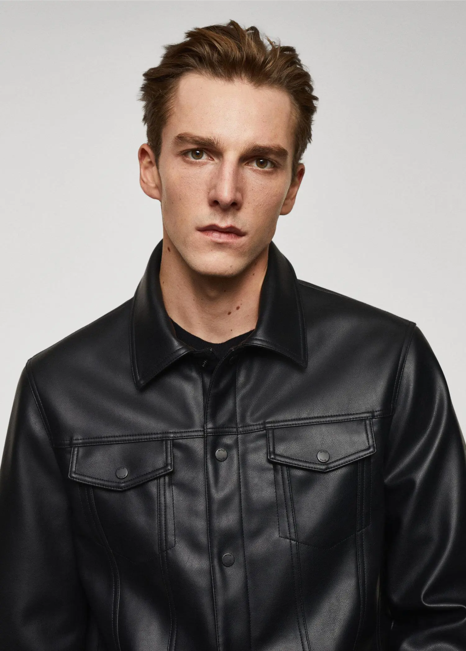 Mango Faux leather jacket with pockets. 1