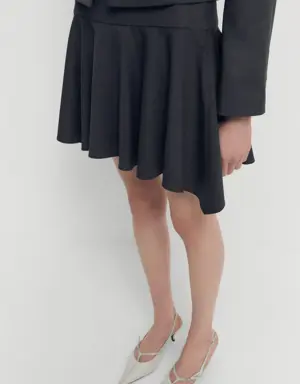 Wool mini-skirt with asymmetrical hem