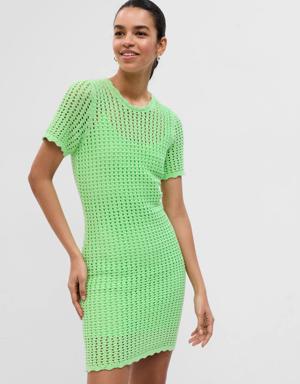 Crochet Mini Dress green