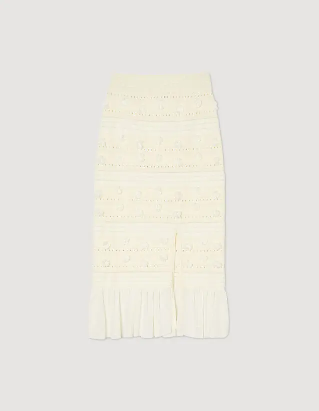 Sandro Openwork knit midi skirt. 2
