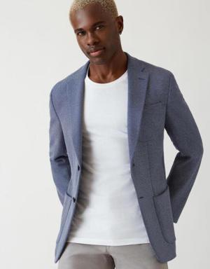 Men’s Regular Fit Double-Slit Mono Collar Unlined Knitted Jacket NAVY BLUE