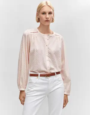 Mango Plumeti cotton blouse