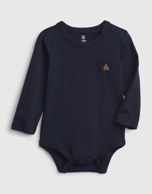 Baby Organic Cotton Mix and Match Pocket Bodysuit blue