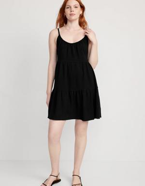 Old Navy Braided-Strap Tiered Mini Swing Dress for Women black