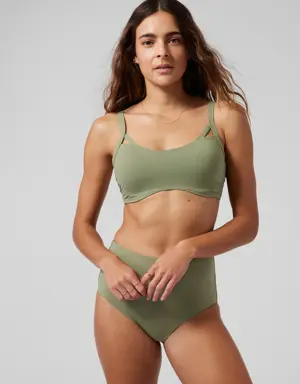 Athleta Palm Bra Cup Bikini Top green