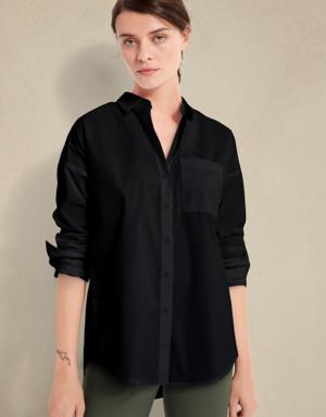 Petite Oversized Tech-Stretch Shirt black