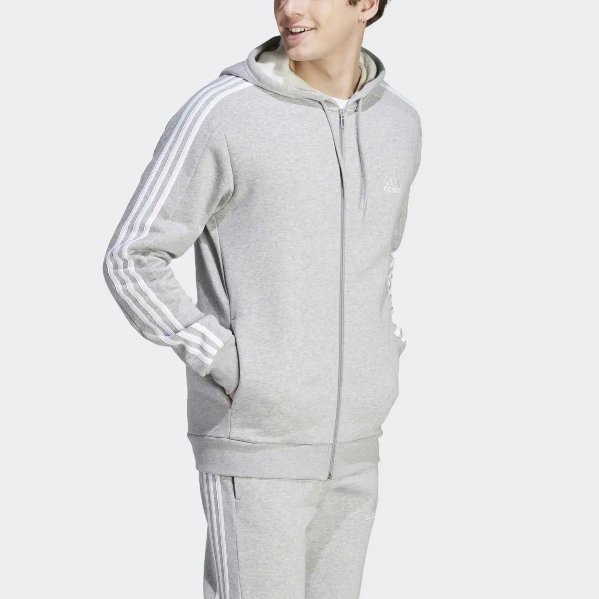 Adidas Essentials Fleece 3-Stripes Full-Zip Hoodie. 1