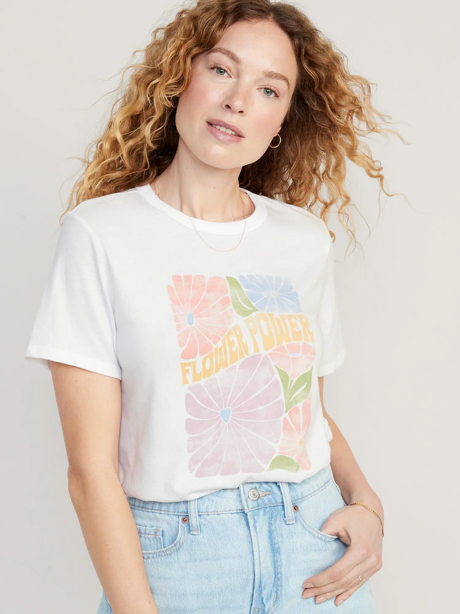 Old Navy EveryWear Graphic T-Shirt for Women white. 1