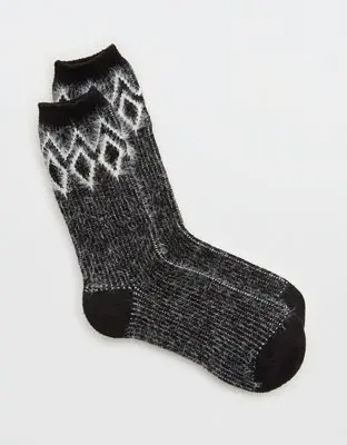 American Eagle Fuzzy Fairisle Crew Socks. 1