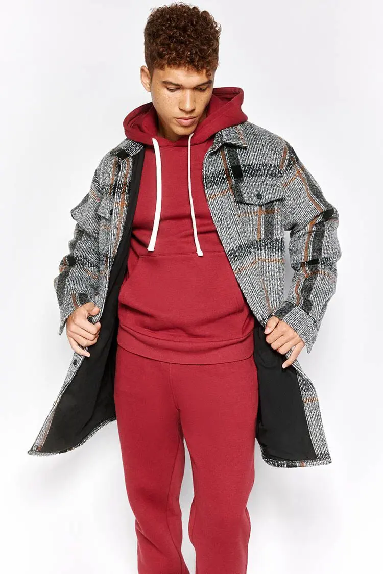 Forever 21 Forever 21 Fleece Drawstring Hoodie Burgundy. 1