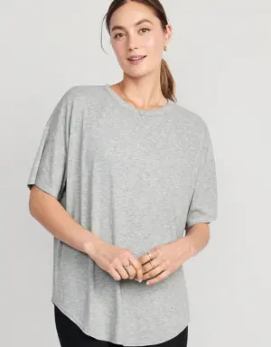 Old Navy UltraLite Rib-Knit Tunic T-Shirt for Women gray