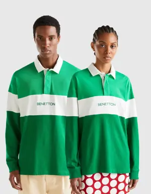 green rugby style polo