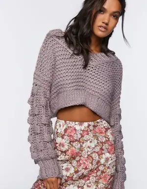 Forever 21 Cropped Chunky Knit Sweater Grey