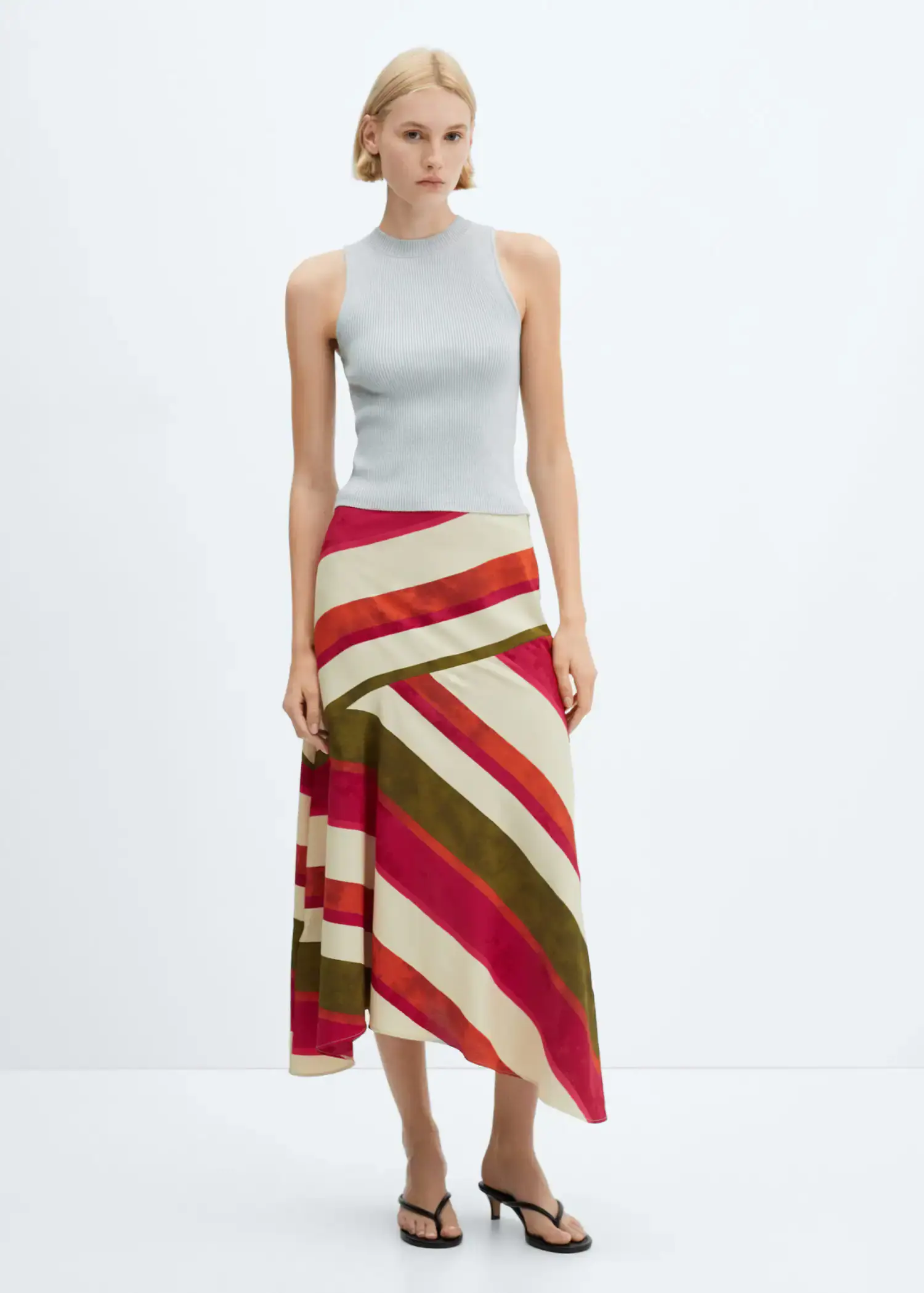 Mango Striped asymmetric skirt. 3