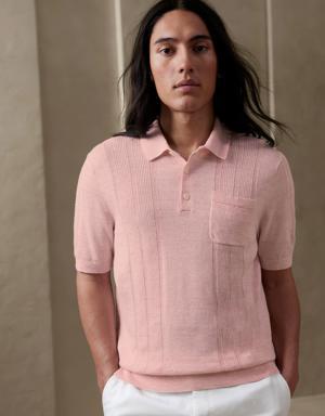 Giorgio Cotton-Linen Sweater Polo pink