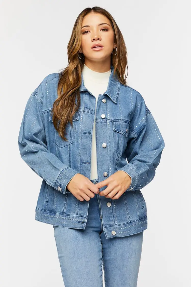 Forever 21 Forever 21 Rhinestone Trucker Jacket Denim. 1